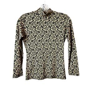 Vintage Jonden Mock Neck Bodycon Top Black Tan M